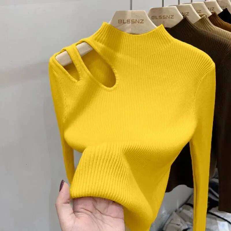 Turtleneck Knitted Sweater Ribbed Pullovers Autumn Winter Basic Women Sweaters Fit Soft Warm Tops Z260313