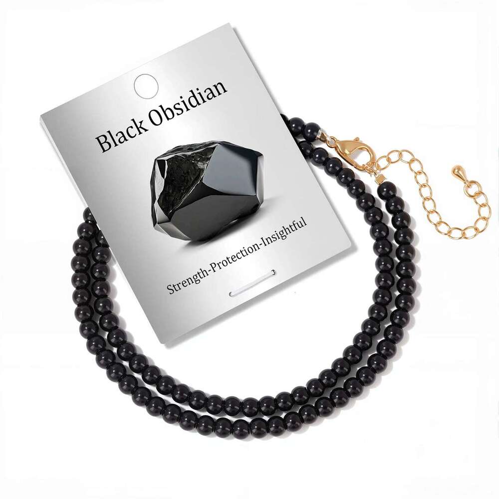 4mm Black Obsidian Necklace Natural Stone Tiger Eye Quartzs Round Beads Necklaces for Women Men Friendship Choker H260312