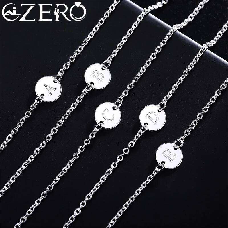 New trend 925 sterling Silver 26 letter cards Chain Bracelets for Women Fashion wedding Party fine Jewelry Christmas Gifts Z260313
