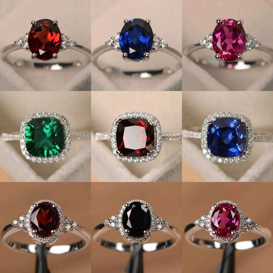 Hot Selling Silver plated Rings for Women Ruby Emerald Sapphire Jewelry Wedding Engagement Ring Wholesale H260312
