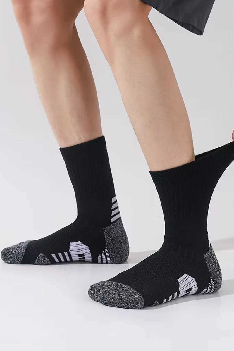 Men Sports Socks Shock-absorbing Cushion Terry Towel Basketball Cycling Running Hiking Tennis Socks for Women 1/3/6 Pairs D260313