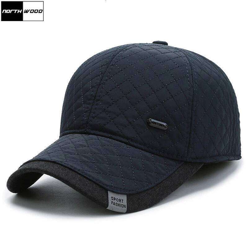 NORTHWOOD Solid Men's Winter with Earflaps Keep Warm Cotton Baseball Male Outdoor Velvet Thicken Fitted Cap Snapback Hat Z260313