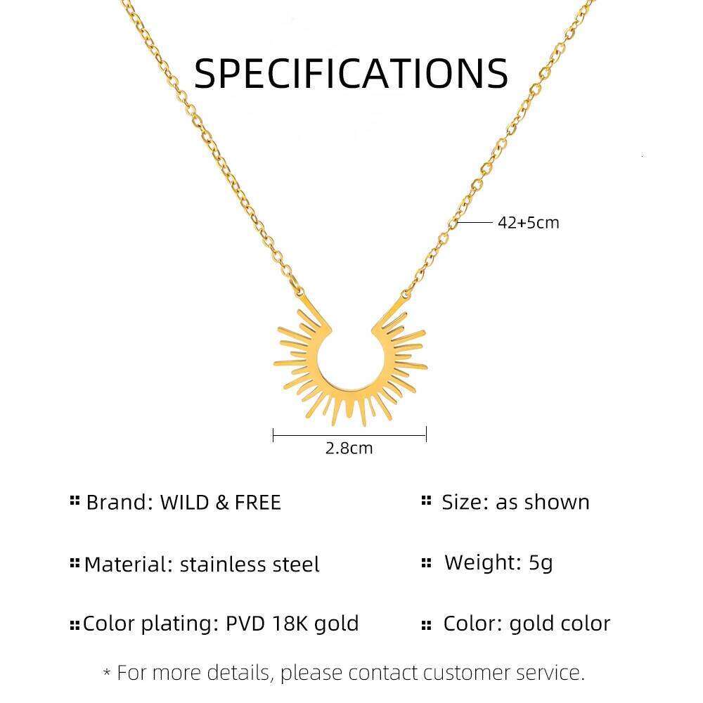 New Stainless Steel Jewelry Geometric Pendant Necklace for Women Gold Plated Half Circle Spiked Femme Colar Choker Necklaces H260312