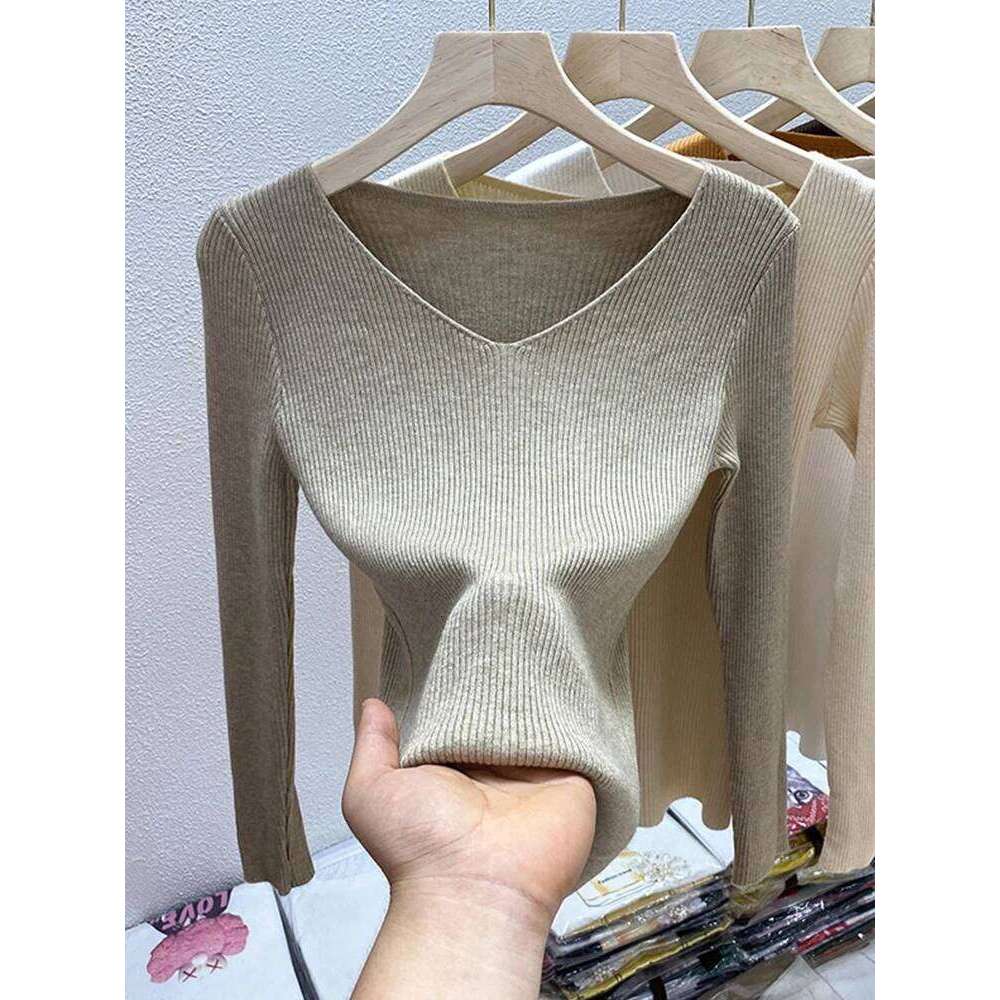 2026 Casual Long Sleeve Knitted V Neck Pullover Autumn Winter Women Sweaters Femme Basic Solid Jersey Tops Fashion Clothes Z260314