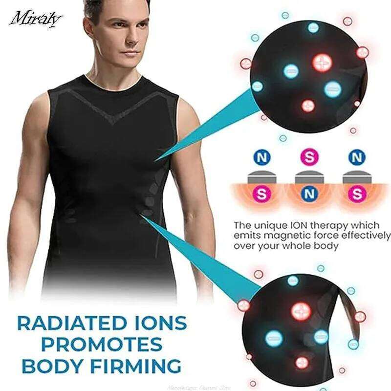 Ionic Shaping For Men Ice-Silk Slimming Vest Body Shaper Compression Tank Top Tummy Control Sleeveles Fitness Shirts 26Y0313