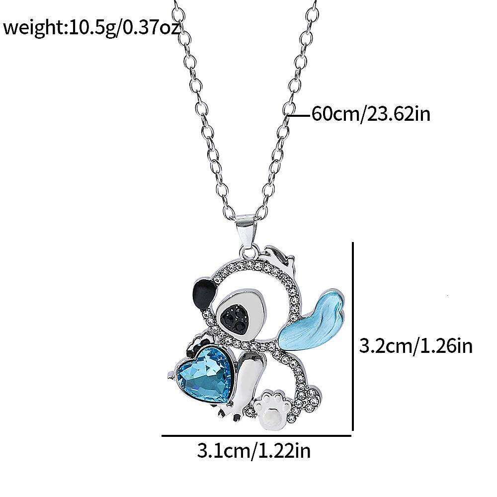 Cartoon Lilo & Hollow Out Diamond Necklace Fashion Charm Stitch Neck Chain Pendant for Valentine's Day Gifts H260312