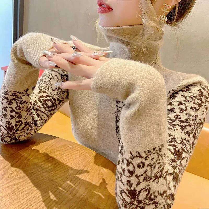 Autumn Winter New Casual All-match Long Sleeve Knit Pullover Women Clothing Elegant Chic Slim Turtleneck Sweater Office Lady Top Z260313