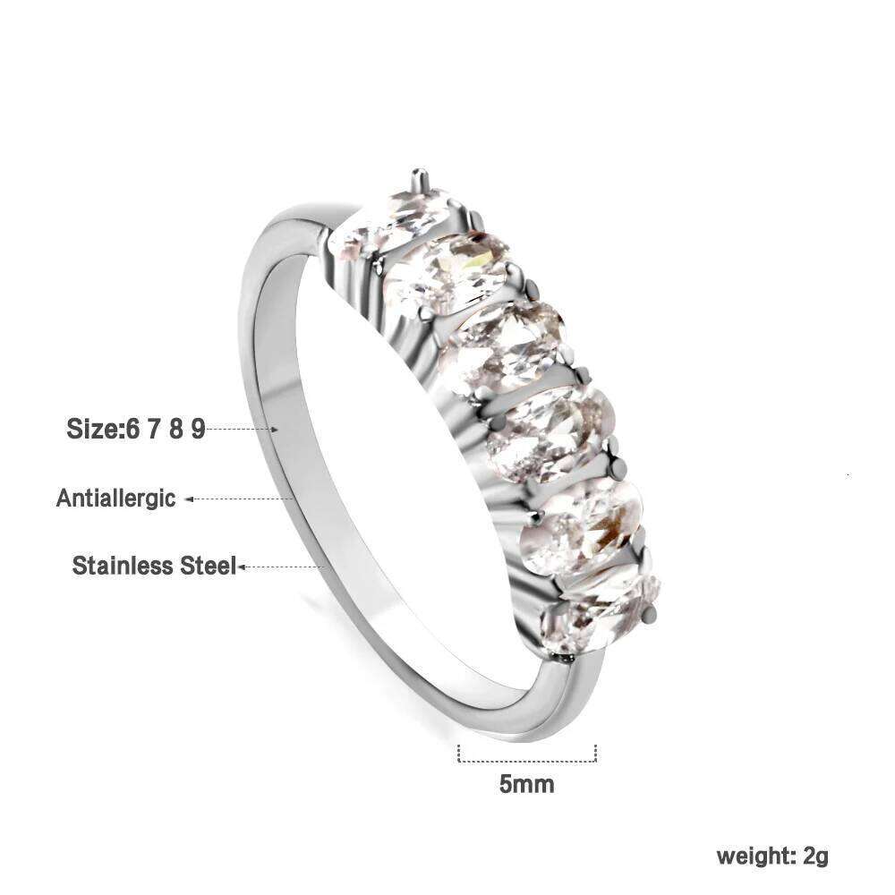 LUXUSTEEL Exquisite Colorful Cubic Zirconia Rings for Women Waterproof Gold Plated Stainless Steel Wedding Accessories H260312