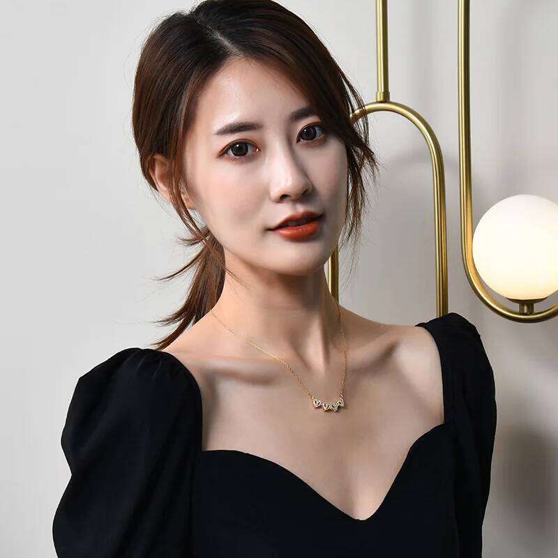 Foldable Cr Heart Necklace Diamond Embedded Fashion Trendy Titanium Steel Choker for Women Sweet Fresh Style H260312