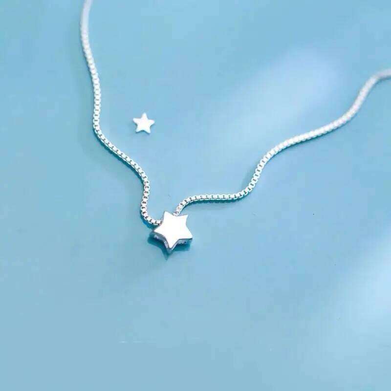 ANENJERY Silver Color Star Pendant Simple Charm Clavicle Chain Necklace For Women Jewelry Gift S-N592 H260312