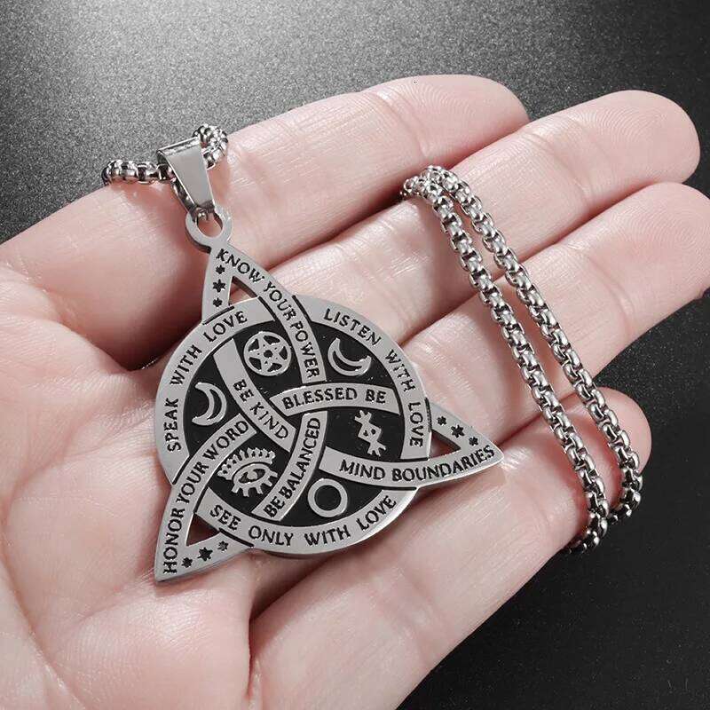 Stainless Steel Triquetra Symbol Celtic Witch Knot Pendant Necklace For Men Witchcraft Jewelry H260312
