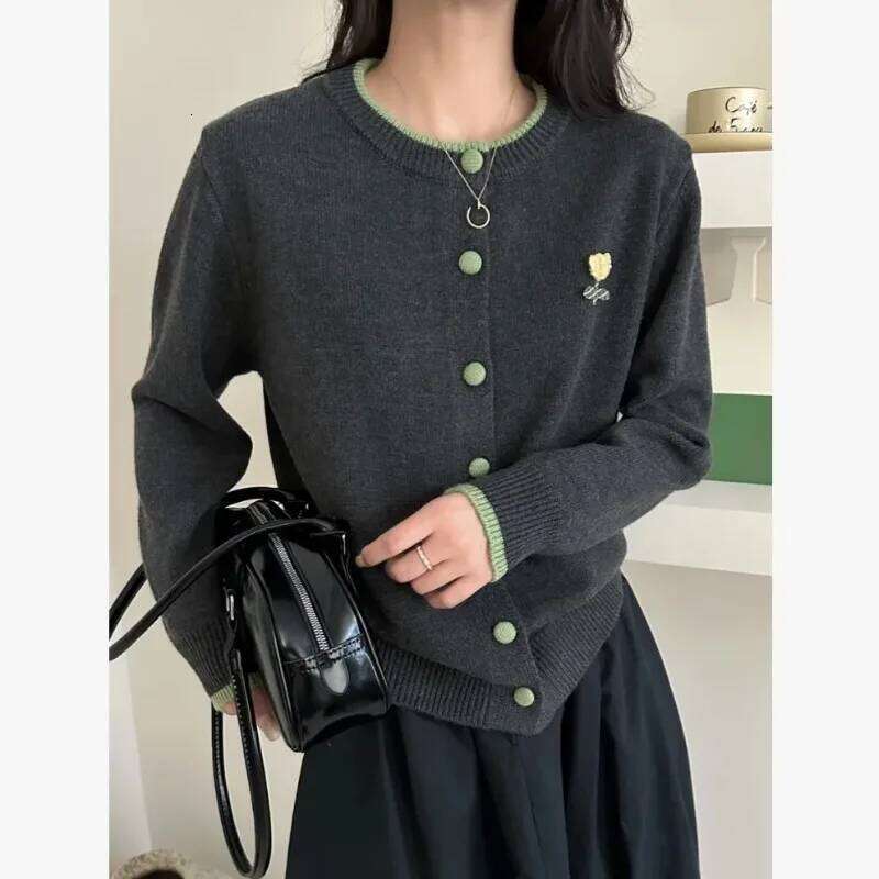 Women Clothing Autumn Winter Fashion Simplicity Button Solid Color Knitting Female All-match Fashionable Loose Sweater Cardigan Z260313
