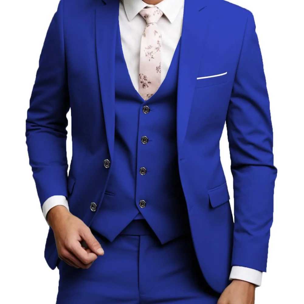 Beige Slim Fit Mens Suit Elegant Wedding 3-Piece Set Notched Lapel High-Quality Ternos Masculinos Jacket And Waistcoat M260313
