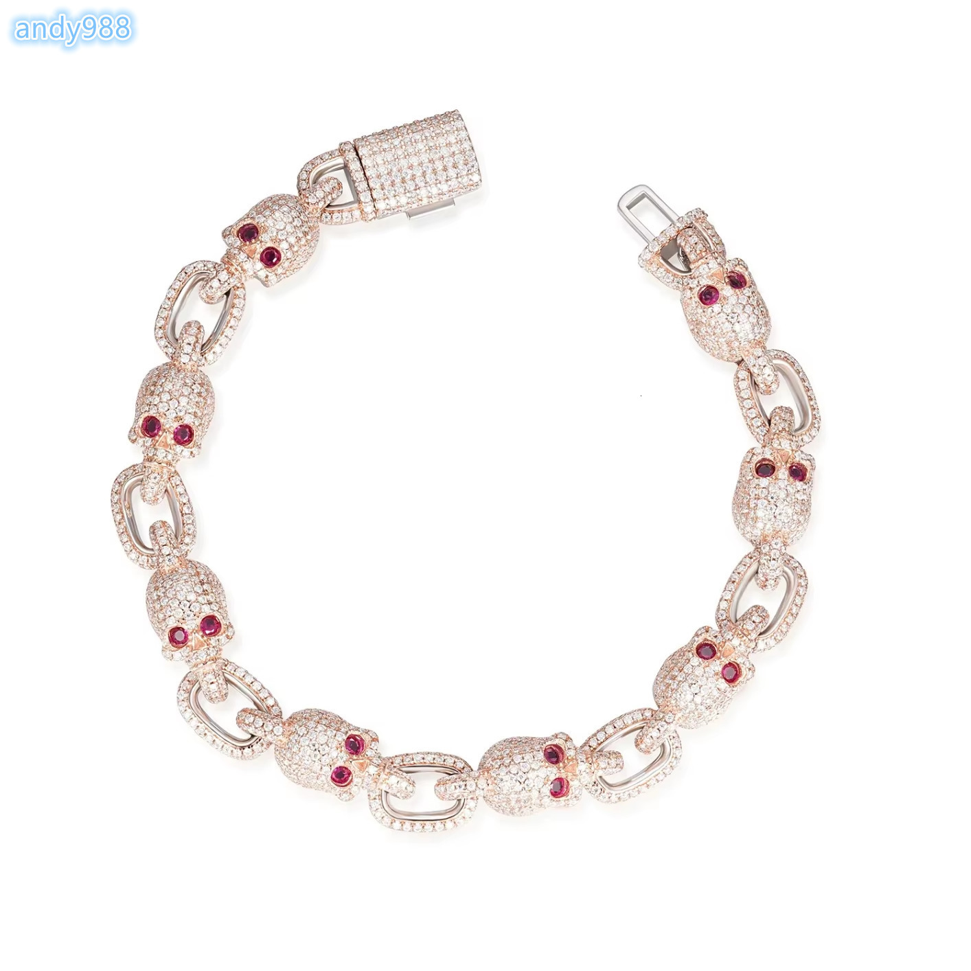 Wholesale Export Quality 925 Silver Rhodium Plated Luxury Moissanite Diamond Link Bracelet Smooth Shine Unique Men Women Party