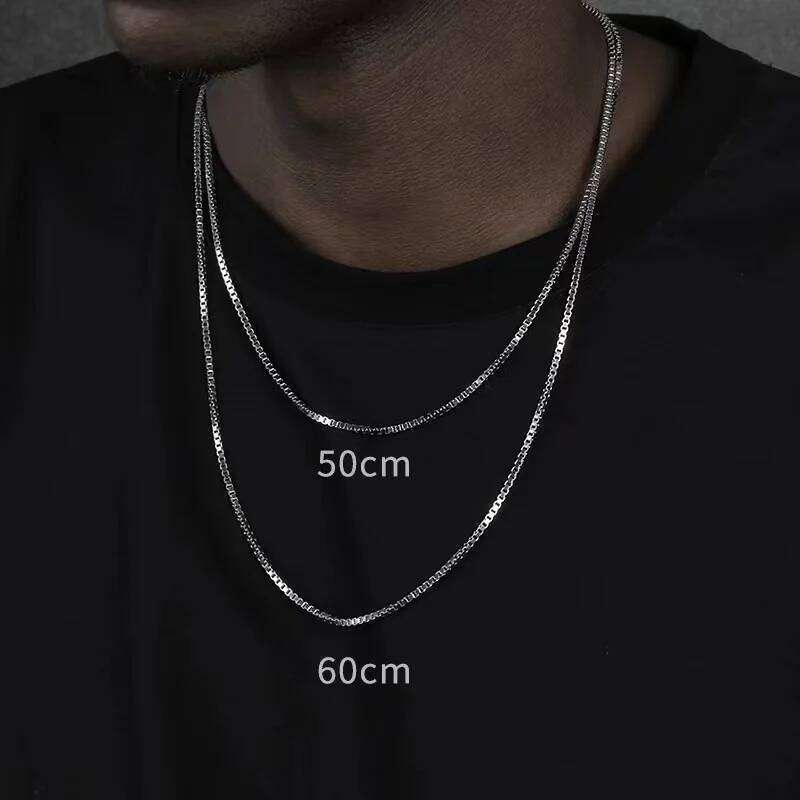 2mm Men Hip Hop Stainless Steel Basic Necklace Simple Box Chain Street Wear Jewelry Women Fashion Accessories H260312