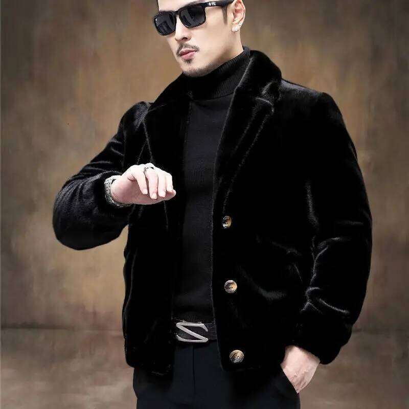 Mens Faux Men Ferret Men's Tailored Collar Male Coat Imitation Mink Fur Winter Man Jacket Luxury Z260313