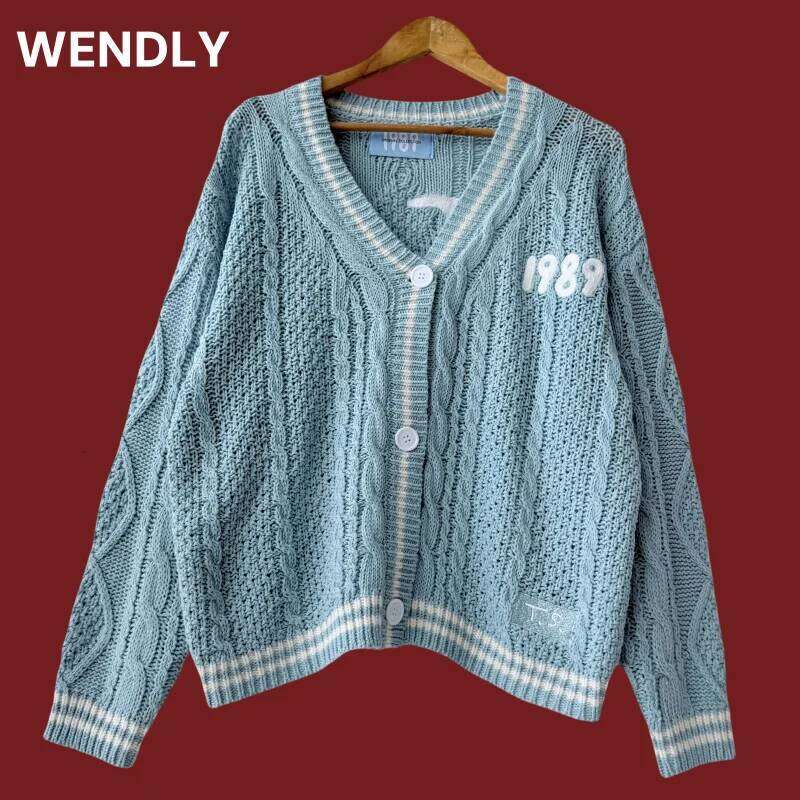 Autumn 1989 Blue Cotton Knitted 2023 Casual Sweater Mujer Winter Slight Strech Loose Fit Cardigan Women Tops Y2k Z260313