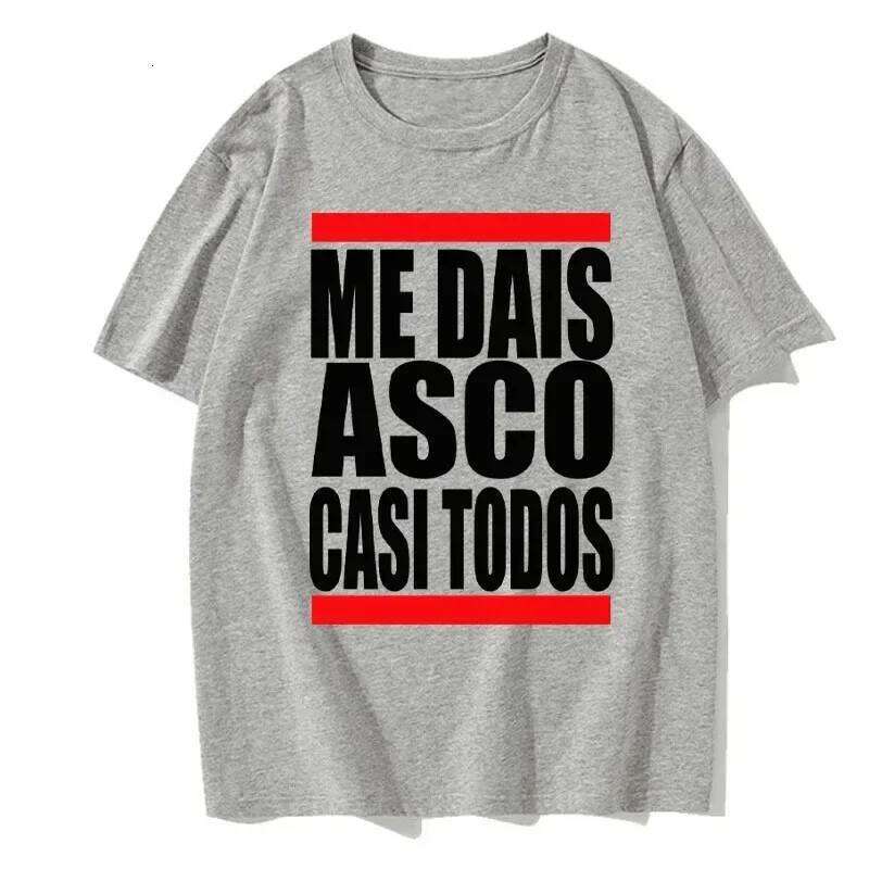 Me Dais Asco Gasi Todos Print Pattern Men Women Summer Neutral Casual Loose Clothing Harajuku Hip Hop T Shirt Z260314