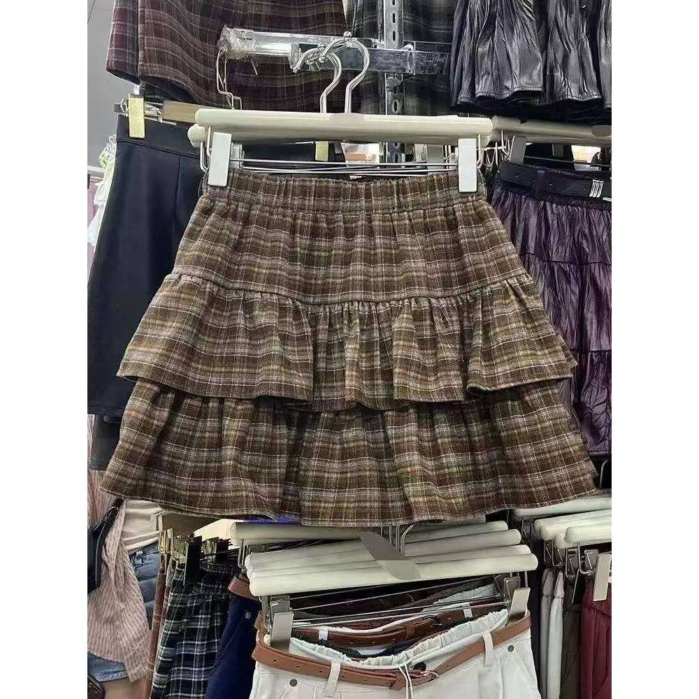 Spring Casual American Vintage A-Line Women 2000s Y2k Bow Plaid Skirts Korean Fashion Japanese Kawaii Clothing Subculute Z260314