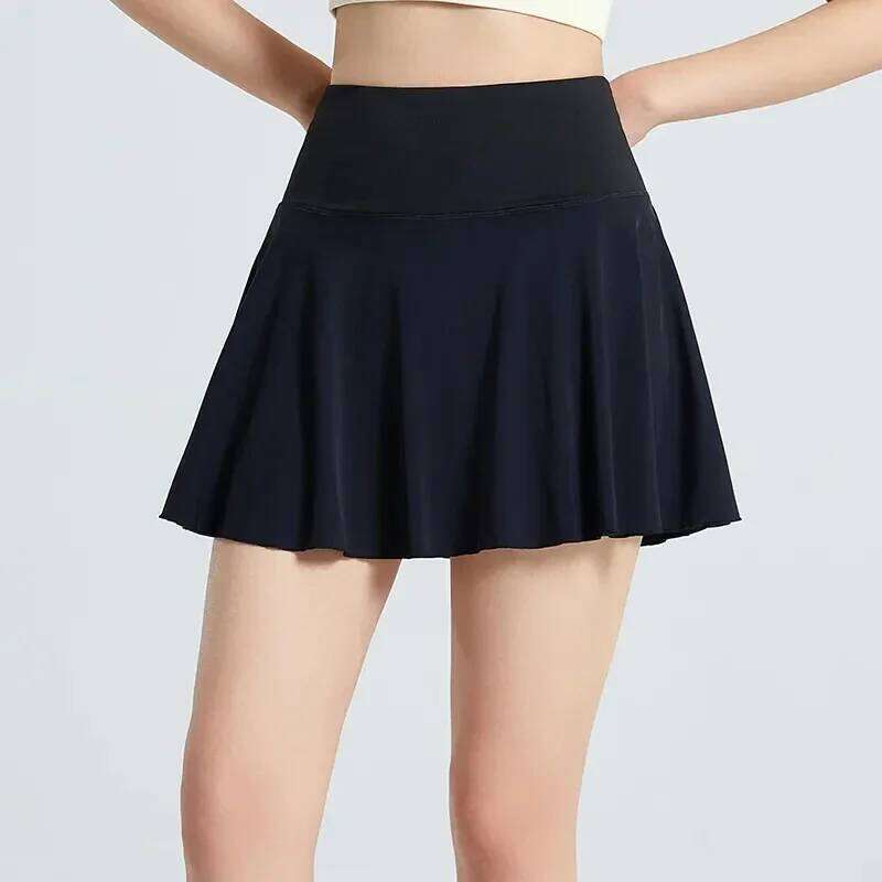 High Waist Sport Tennis for Women Fashion Anti-Shine Quick Drying Elastic Yoga Skirts Woman with Pocket Mini Skirt Female Z260314