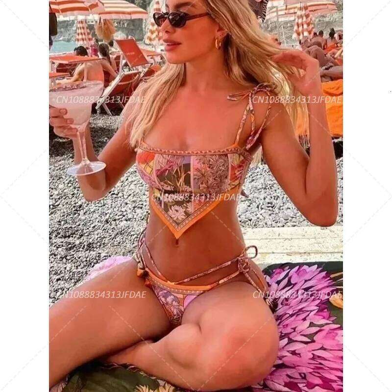 Printed Crop Top Women Bikinis Brazilian Swimwear Female Swimsuit Two-pieces Bikini Set High Cut Bathing Suit Swim Y260303
