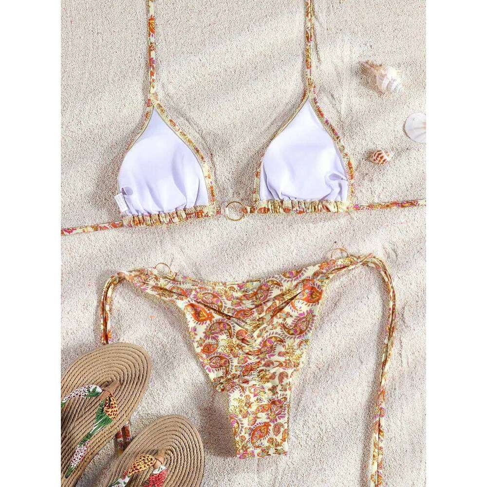 Miyouj New Bikinis Printed Swimwear Women Sexy Swimsuit Bandage Bikini Set Beachwear String Bathing Suits Micro Biquinis 26H0313