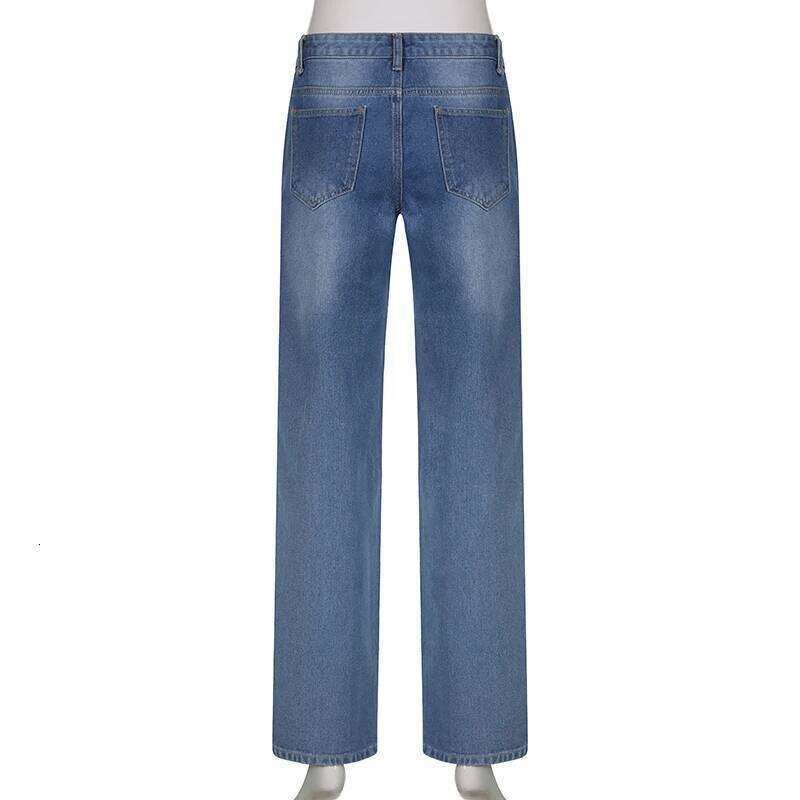 Women's Harajuku Jeans Floral Print Vintage Aesthetic Baggy Straight Pants Grunge Casual Outfits Trousers Streetwear Y2k Z260313