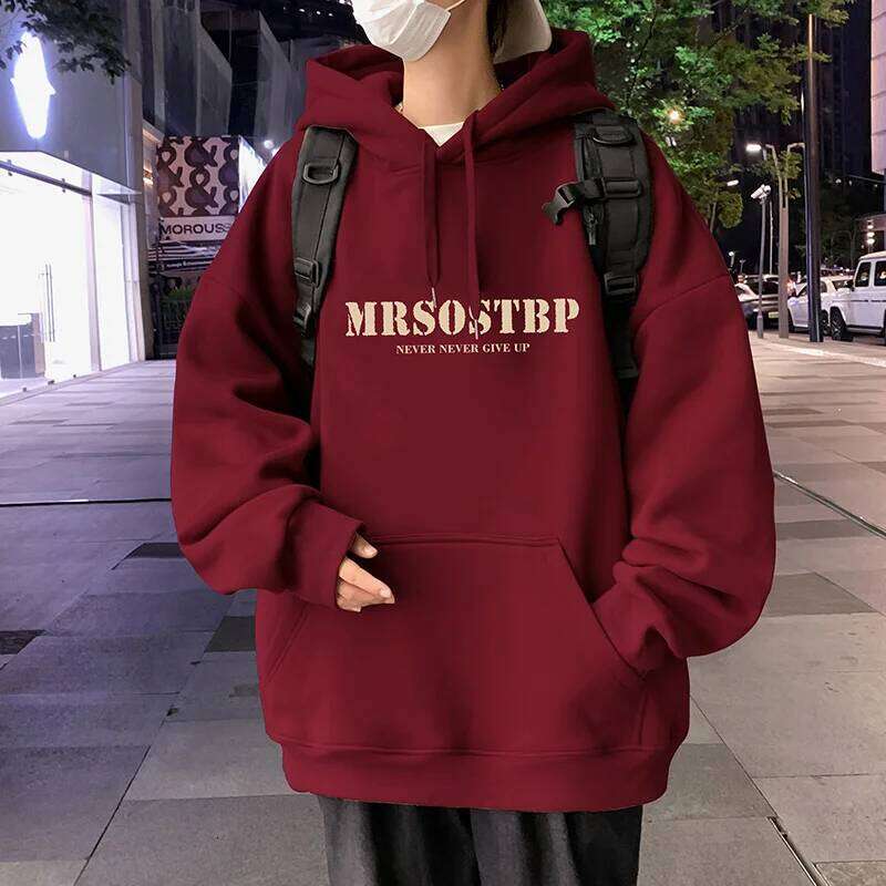 2025 Letter Print Adult Hooded Sweatshirt Spring Autumn New Loose Trendy Brand Oversized Casual American High Street Top Z260314