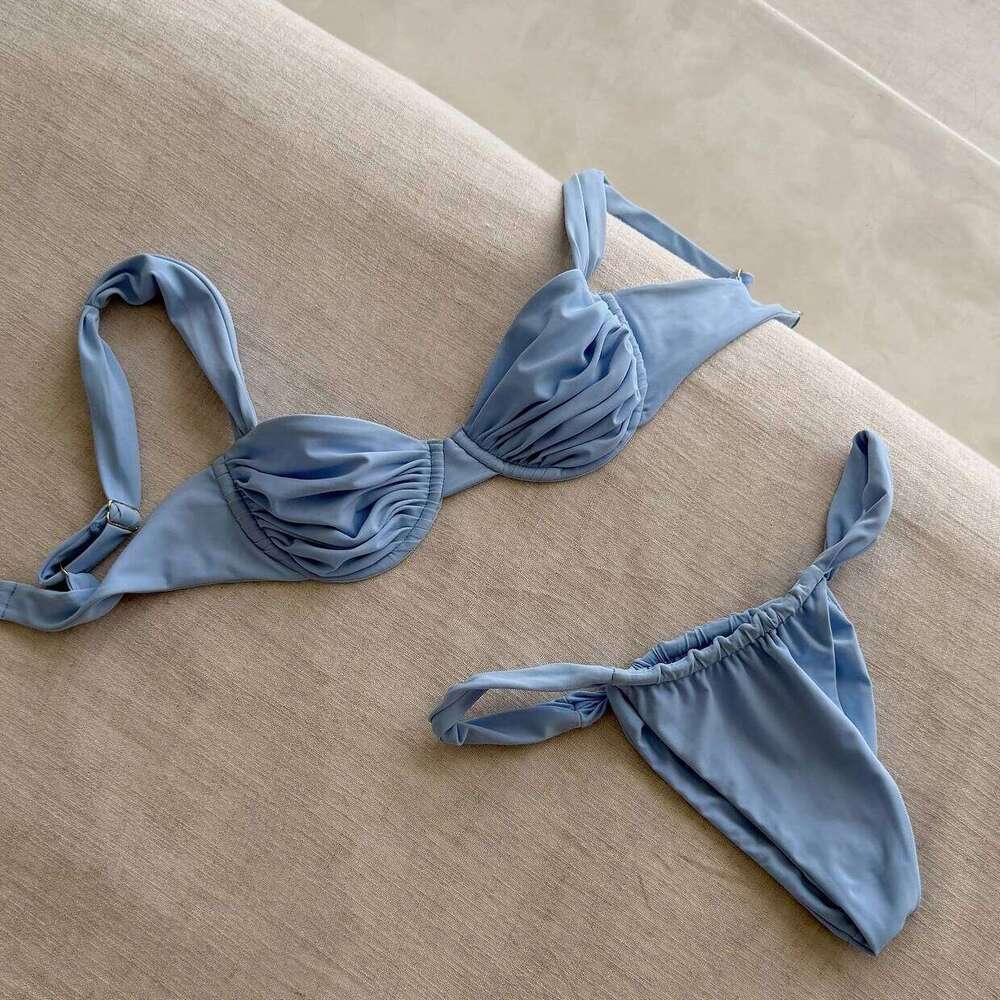 2026 Push Up Bikini Women Swimsuit Sexy Swimwear Brazilian Biquini Female Low Waist Bathing Suit Solid V Neck Bodysuit Beachwear 26H0313