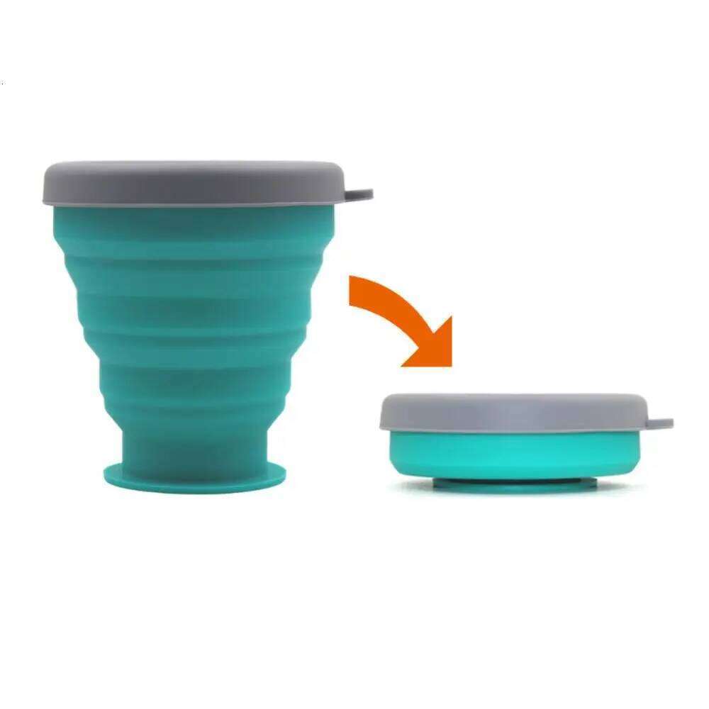 Telescopic Collapsible Water Cups with Lid Foldable Cup Food Grade Silicone Portable Travel Mug Camping Z260314