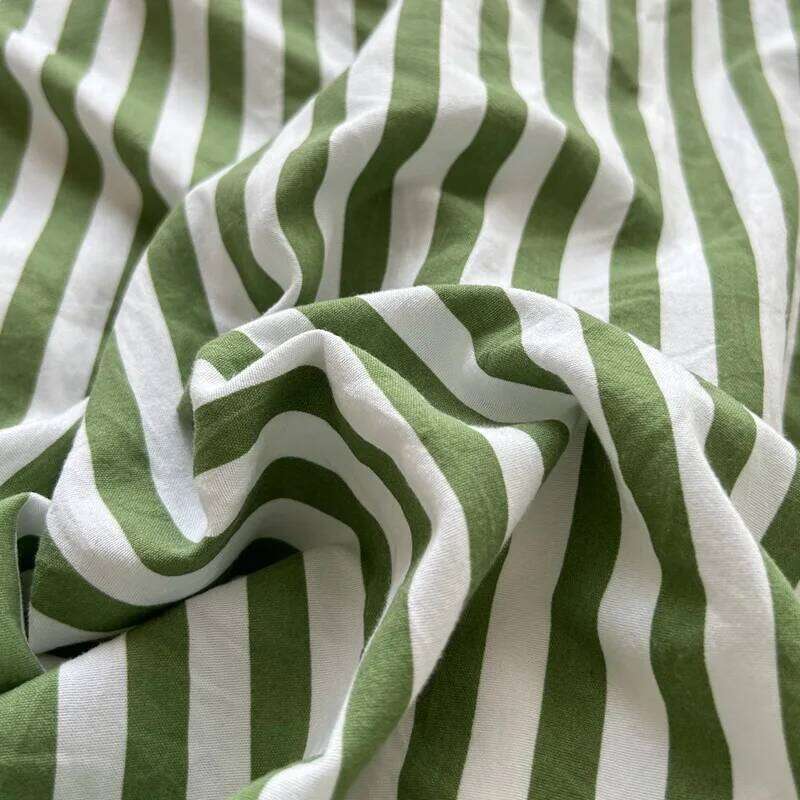 Green White Striped Bedding Set No Filler Ins Nordic Duvet Cover with Zipper Pillowcase Sheet Double Queen Bed Linens H260312 - view 5