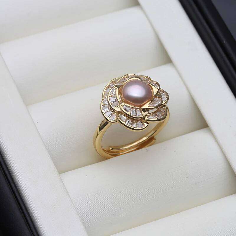 Wedding Natural Freshwater with Real Pearls,White Adjustable Pearl Ring Anniversary Gift Pink Black H260312