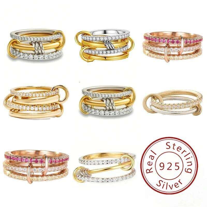 925 Sterling Silver Luxury Multiple Levels Of Interlocking Zircon Ring For Women Daily Life Fashion High Quality Fine Jewelry H260312