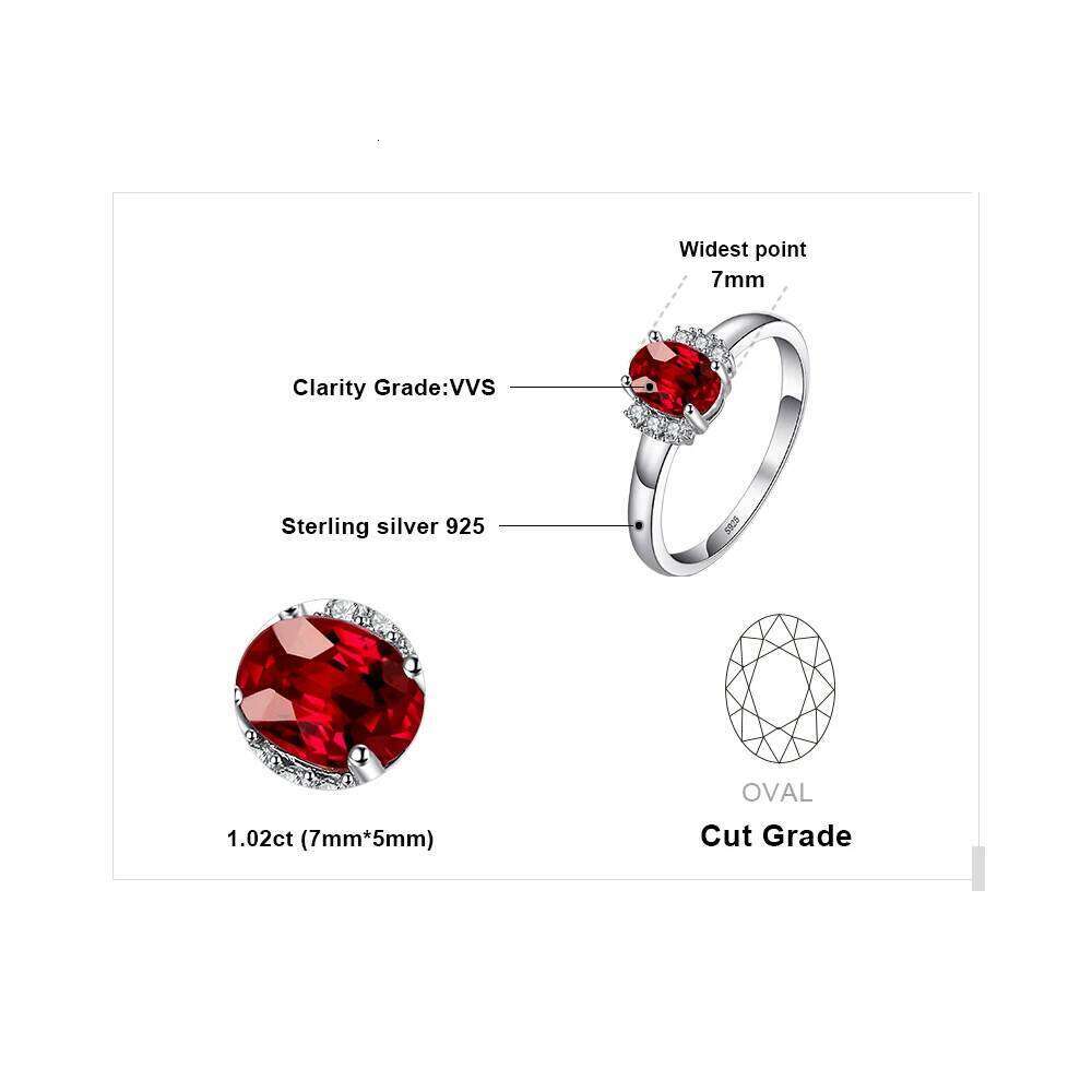 JewelryPalace Oval Natural Red Garnet 925 Sterling Silver Rings for Women Fashion Engagement Gemstone Birthstone Jewelry H260312