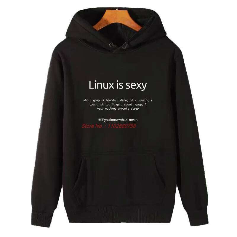Linux Operating System Tux Penguin Graphic Hooded Sweatshirts Winter Essentials Thick Sweater Hoodie Men's Sweat-Shirt Z260314