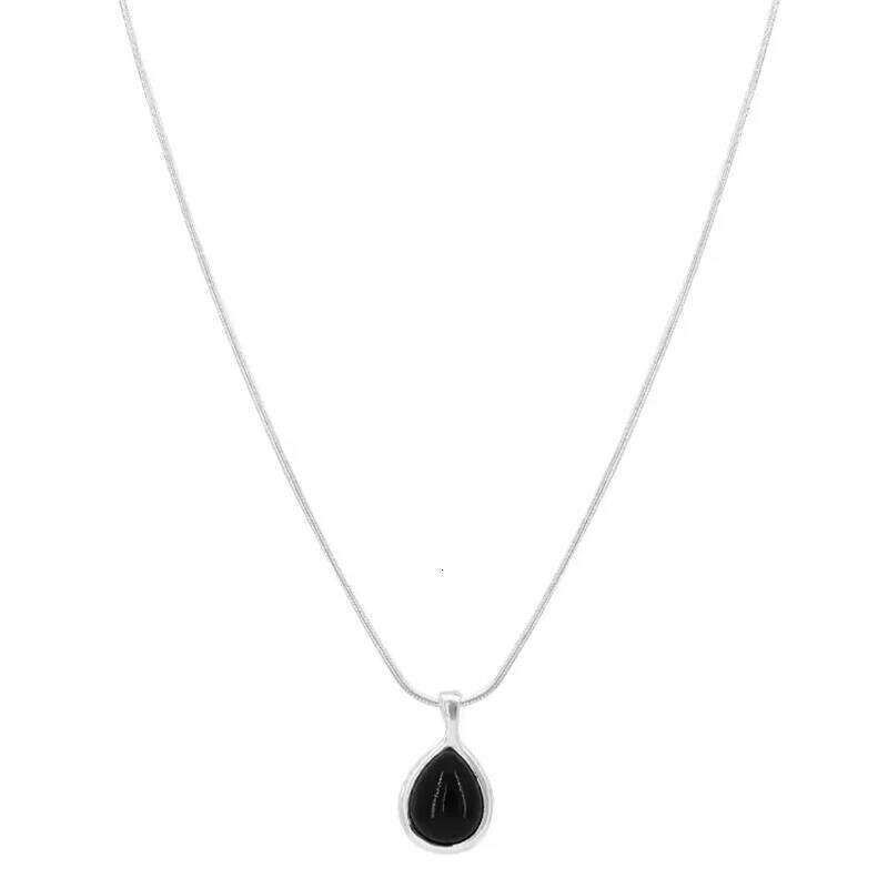 Foxanry Black Zircon Water Drop Snake Chain Necklaces For Women Couples Minimalist Classic Trendy Elegant Daily Accessories H260312