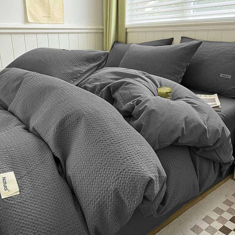 Linen Duvet Comforter Sheets Single Washed Cotton Quilt Cover 150x200 Bed Sheet Three-piece Four-piece Set H260312 - view 3