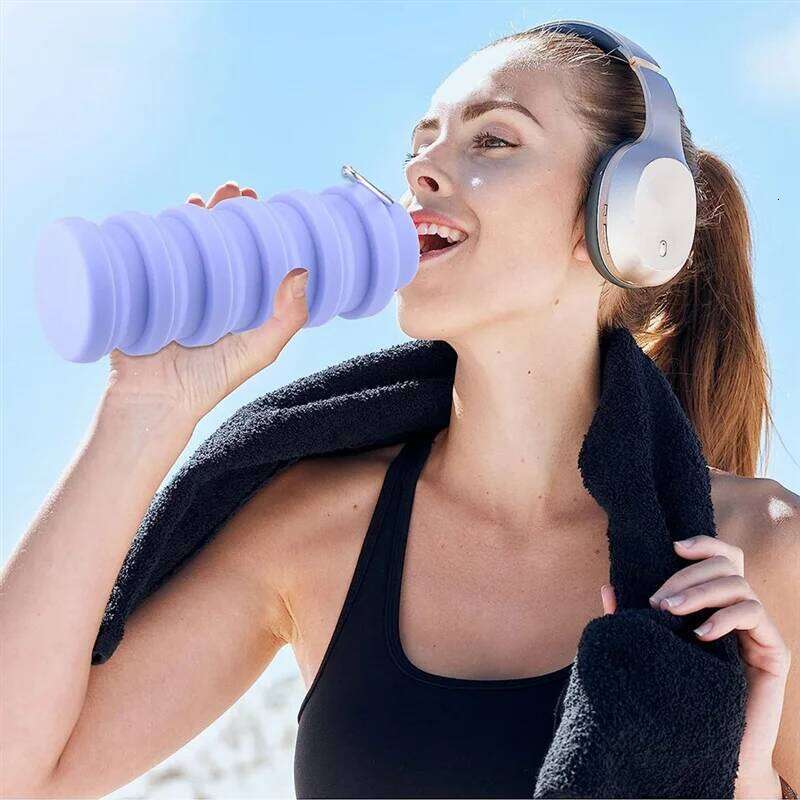 2525+ Reusable Silicone Foldable 500 Ml Portable Travel Water Cups with Leakproof Twist Z260313