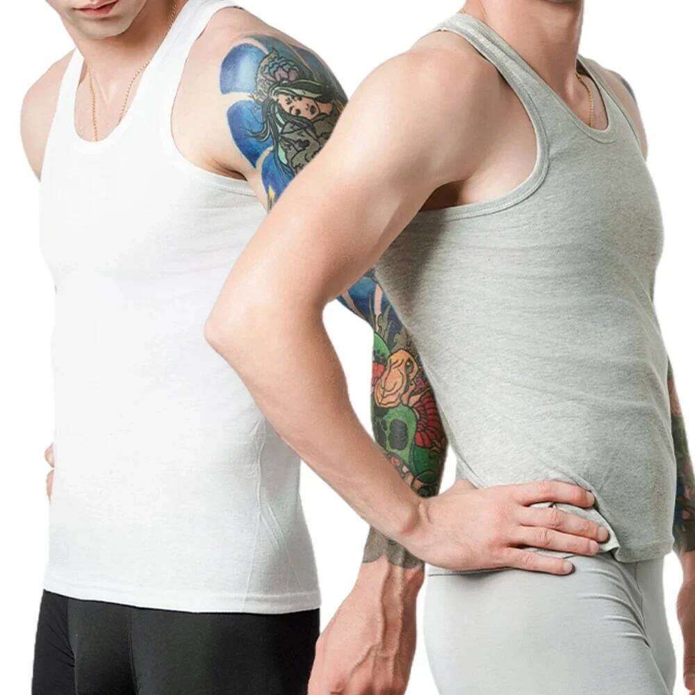 3pcs Men's Top Cotton Undershirts Breathable Solid Vest Underwear Wear Summer Sleeveless Tank A-Shirt Exercise Fitness