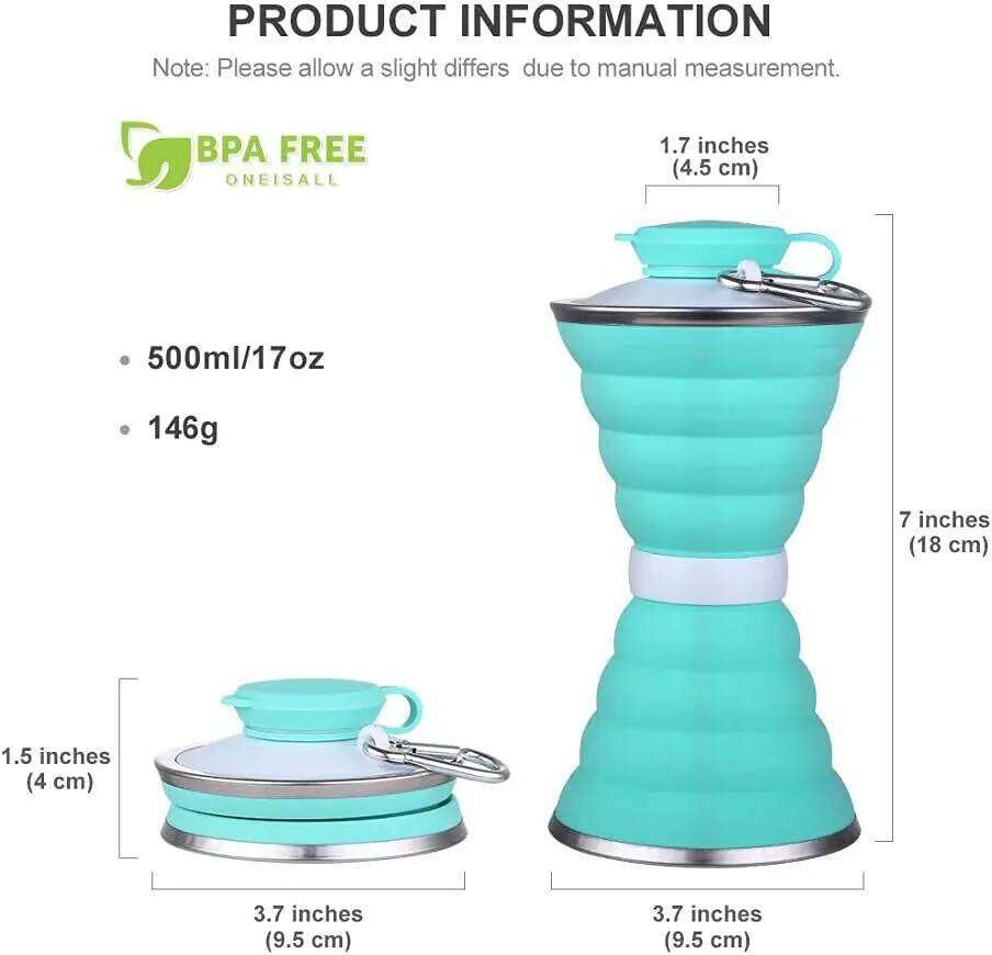 500ML Silicone Bottle Cup Foldable Leak Proof Portable Sports Water Bottles For Outdoor Travel Gym Hiking Reuseable Z260314