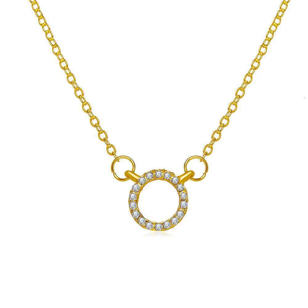 Fashion Trend Elegant Jewelry Simple Crystal Circle Pendant Golden Color Unquie Women Necklace Party Gift Wholesale H260312