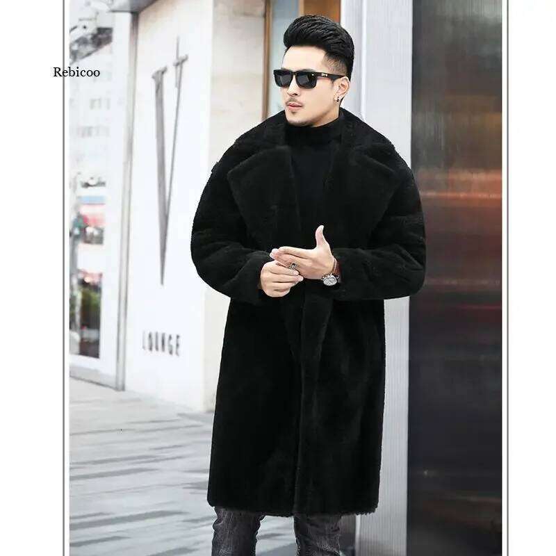 Men's fur imitation wool coat autumn and winter new warm windbreaker leisure large size Z260313