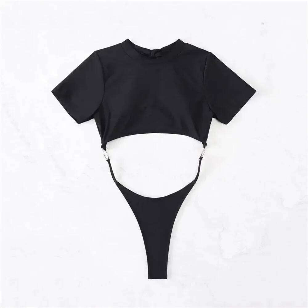 Sexy Micro Thong Swimwear Women One Piece Swimsuits 2025 Cut Out Monokini Backless Bathing Suit Blue Bikini Bathers Beach Wear Y260303