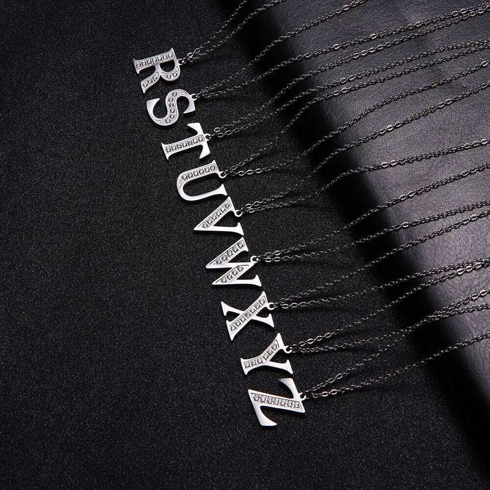 My Shape Letter A-Z Clear Zircon Stainless Steel Necklace for Girls Women Necklaces Alphabet Initials Pendant Choker Jewelry H260312