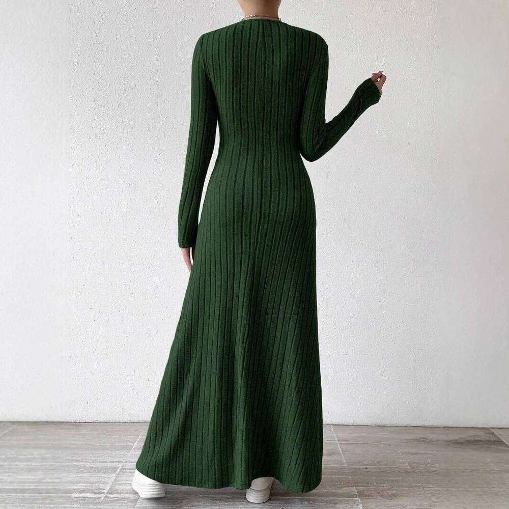 Knitted Maxi Women Elegant Party Autumn Winter O Neck Sleeves Sexy Slim Long Dresses Casual Holiday Street Dress Robe Z260313