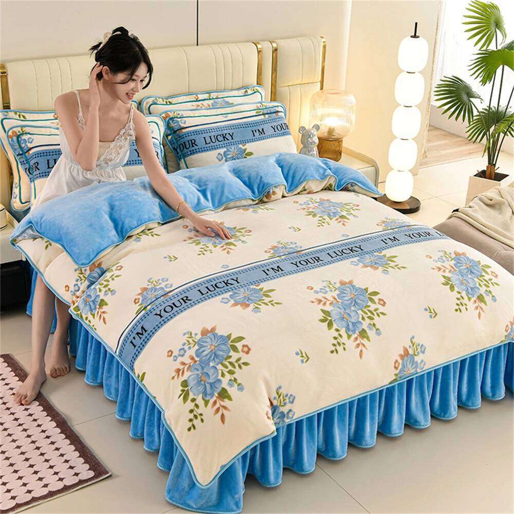 Class A Milk Fleece Bedding Thickened Winter Warm Anti-static Soft Duvet Cover Bed Sheet Home King Queen Four-Piece Set H260311 H260312 - view 3