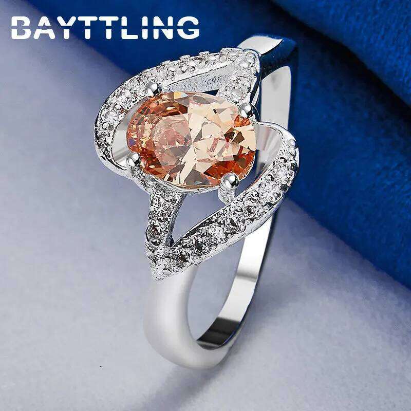 New 925 Sterling Silver Beautiful Large Zircon Ring Women Fashion Engagement Gift Girlfriend Jewelry Accessories H260312