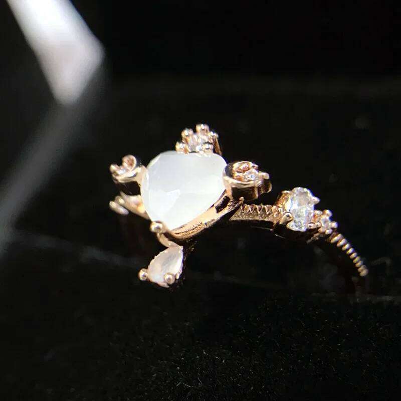 MDL Moissanit1 Fairy Style Cartoon Opal 18K Gold Plated Personalized Shiny Diamond Women's Ring H260312