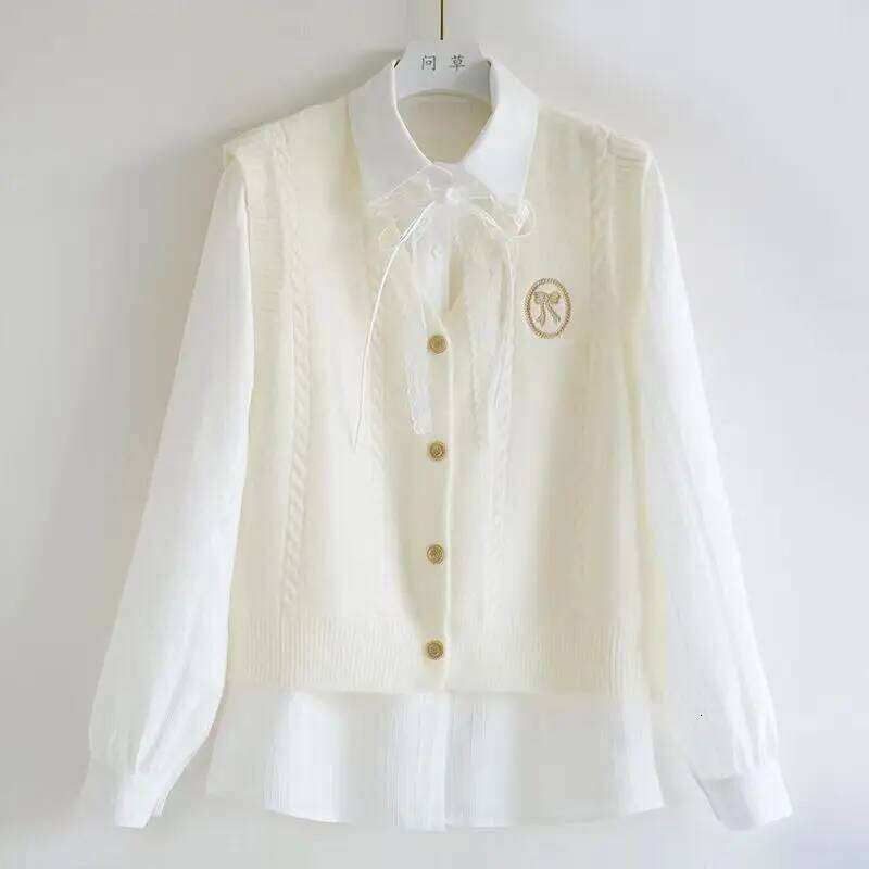 Japanese Sweet Bow Cardigan Y2K Casual Cute Women Sweater Button V-Neck Pockets Long Sleeve Outwear Kawaii Winter 2025 Z260313