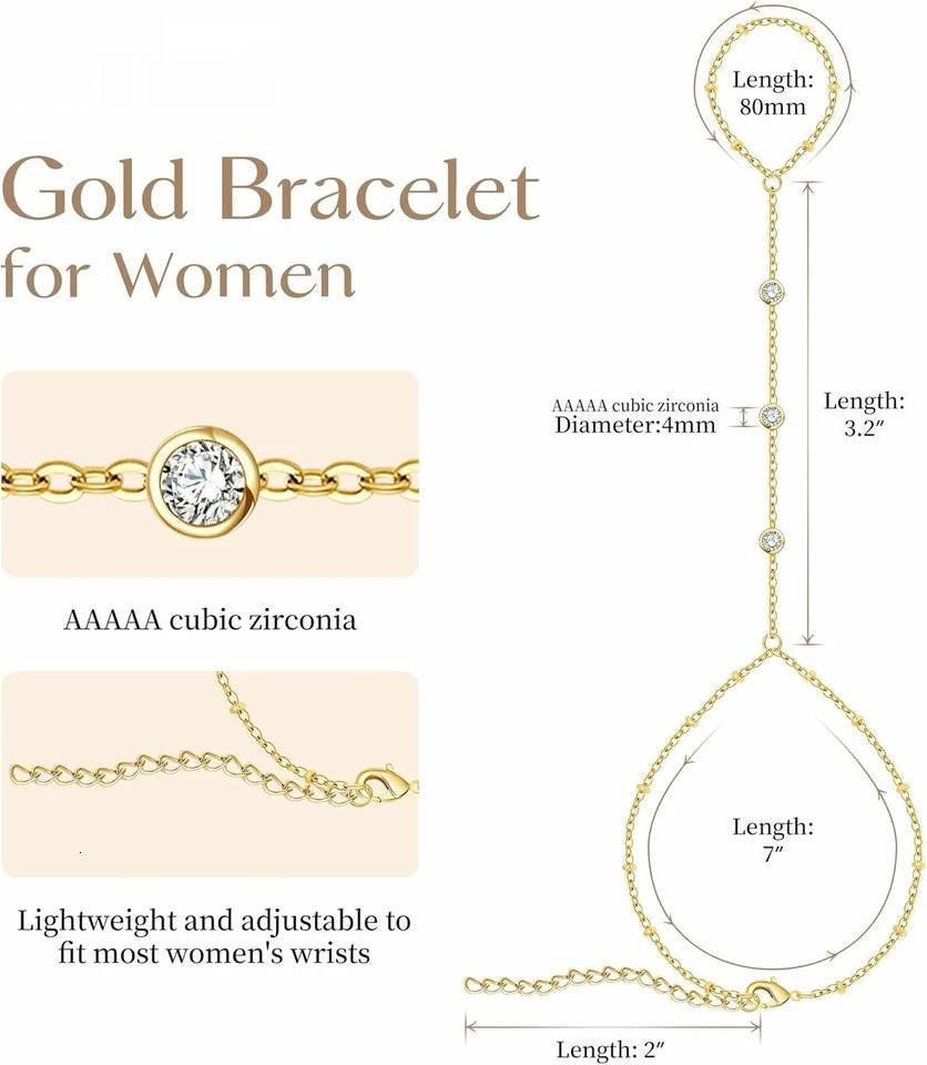 Gold Hand Chain for Women Gold Plated Bracelets for Women Silver Bracelets Hand Chain Silver Jewelry Gifts for Women Christmas 260313